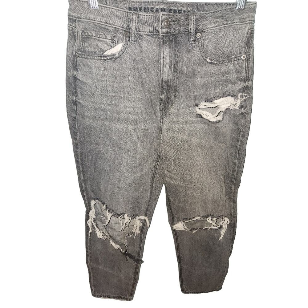 American Eagle Outfitters Women's‎ Gray Distressed Mom Jeans Size 6 Short